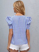 Blusa listrada - manga bufante