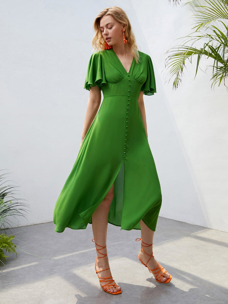 Vestido feminino com botões