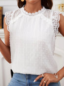 Blusa Ponto Suiço, com Renda