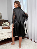 Camisola com roupão de cetim