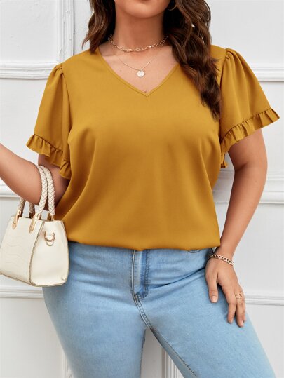 Blusa em decote V com babados