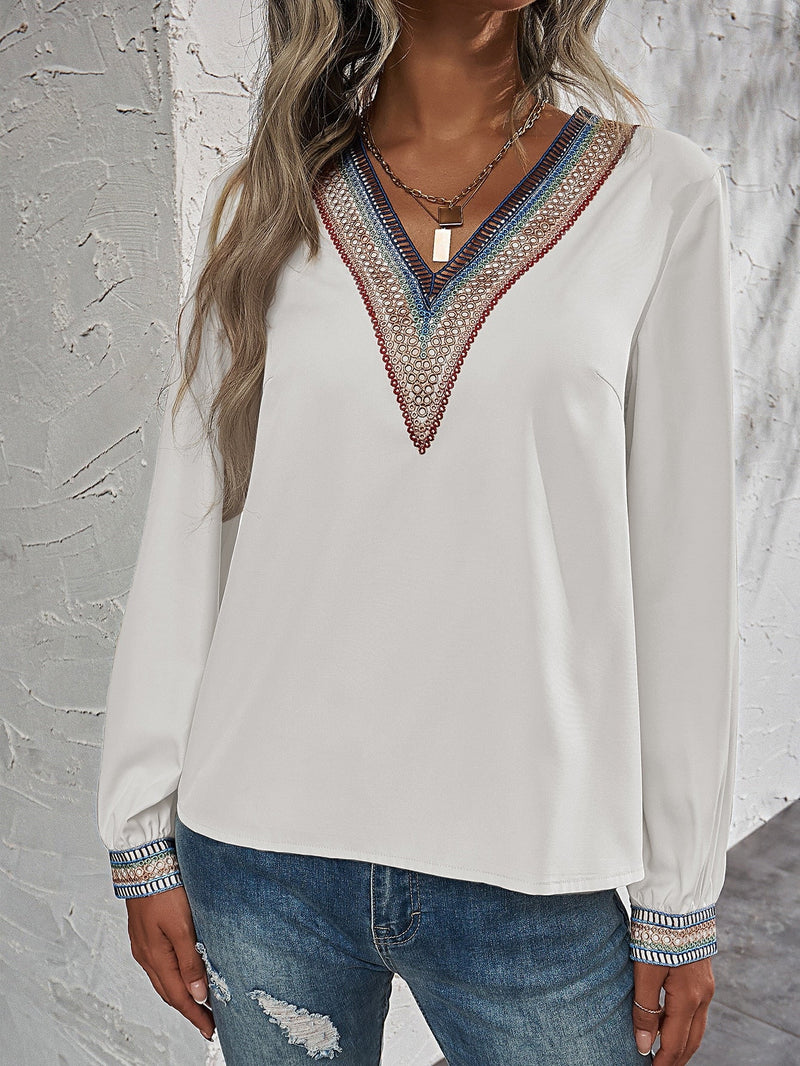 Blusas Bordado Aparar Gola V