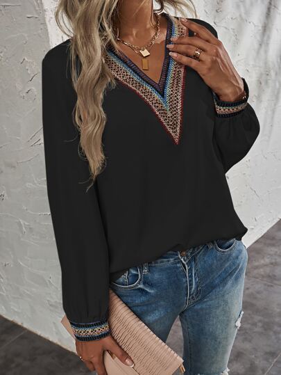 Blusas Bordado Aparar Gola V