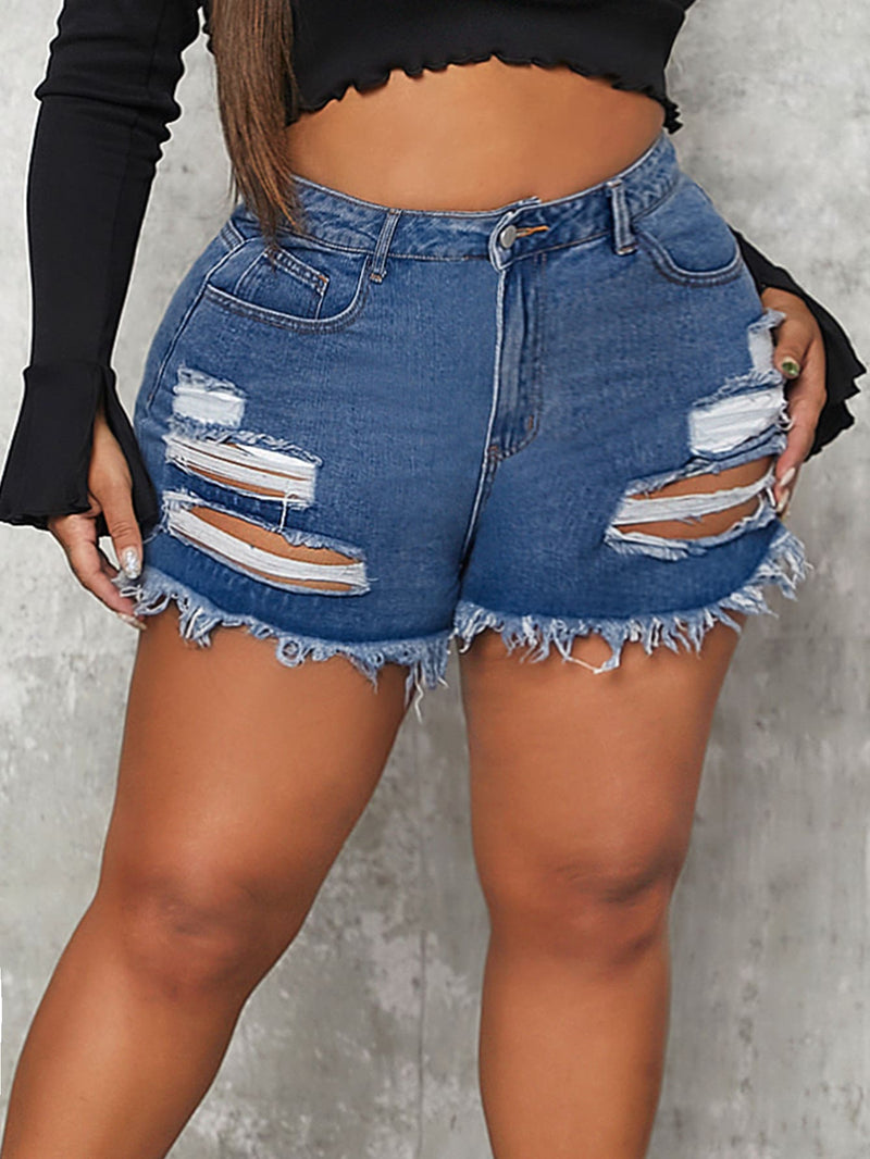 Shorts jeans com bainha
