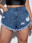 Short jeans com aplicação