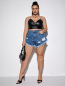 Short jeans com aplicação