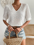 Blusa gola v manga bufante