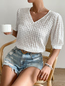 Blusa gola v manga bufante