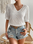 Blusa gola v manga bufante