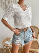 Blusa gola v manga bufante