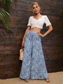 Calças pantalona estampada