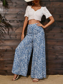 Calças pantalona estampada