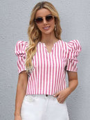 Blusa listrada - manga bufante