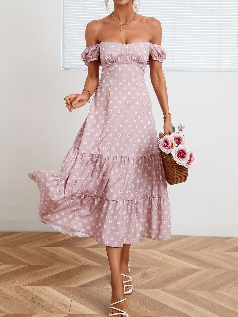 Vestido bainha com babado