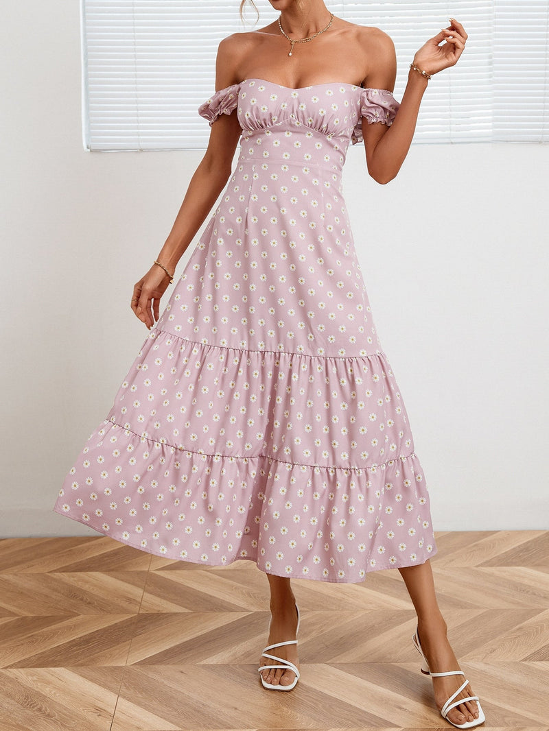Vestido bainha com babado