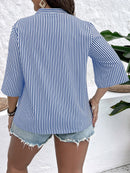 Blusa listrada, decote em V