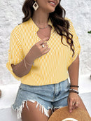 Blusa listrada, decote em V