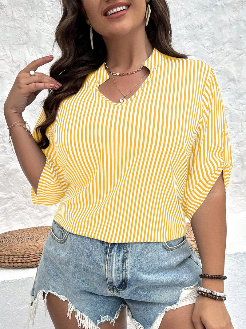 Blusa listrada, decote em V