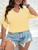 Blusa listrada, decote em V