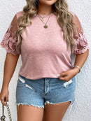 Blusa manga de renda