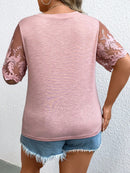 Blusa manga de renda