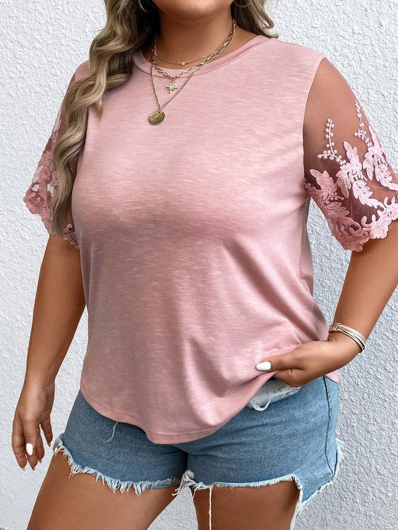 Blusa manga de renda
