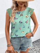 Blusa estampada, com renda