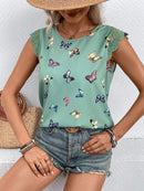 Blusa estampada, com renda