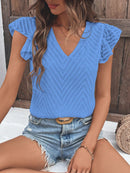 Blusa Manga De Borboleta Gola V Blusa