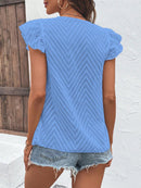 Blusa Manga De Borboleta Gola V Blusa