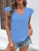 Blusa Manga De Borboleta Gola V Blusa
