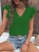 Blusa Manga De Borboleta Gola V Blusa