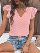 Blusa Manga De Borboleta Gola V Blusa