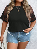 Blusa manga de renda