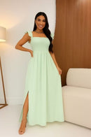 Vestido manga borboleta com lastex