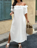 Vestido ombro único com babado