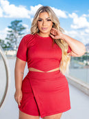 Conjunto short saia e cropped