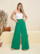 Calça pantalona de linho