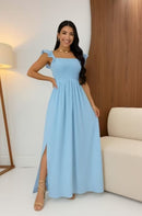 Vestido manga borboleta com lastex