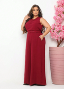 Macacão feminino com cinto