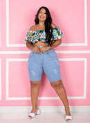 Bermuda jeans feminina