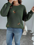 Tricô com bordado borboleta