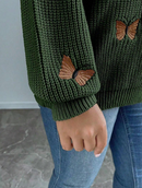 Tricô com bordado borboleta