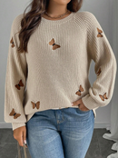 Tricô com bordado borboleta