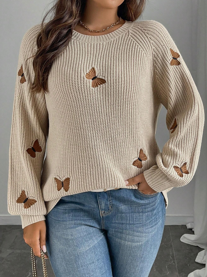 Tricô com bordado borboleta