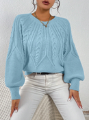 Tricô trabalhado com manga bufante