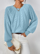 Tricô trabalhado com manga bufante