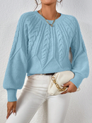 Tricô trabalhado com manga bufante