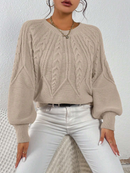 Tricô trabalhado com manga bufante