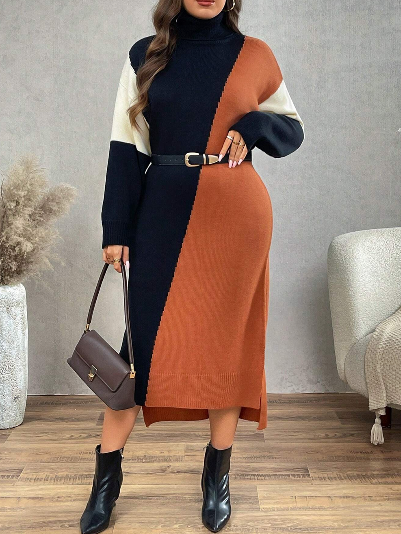 Vestido de tricô multicolorido
